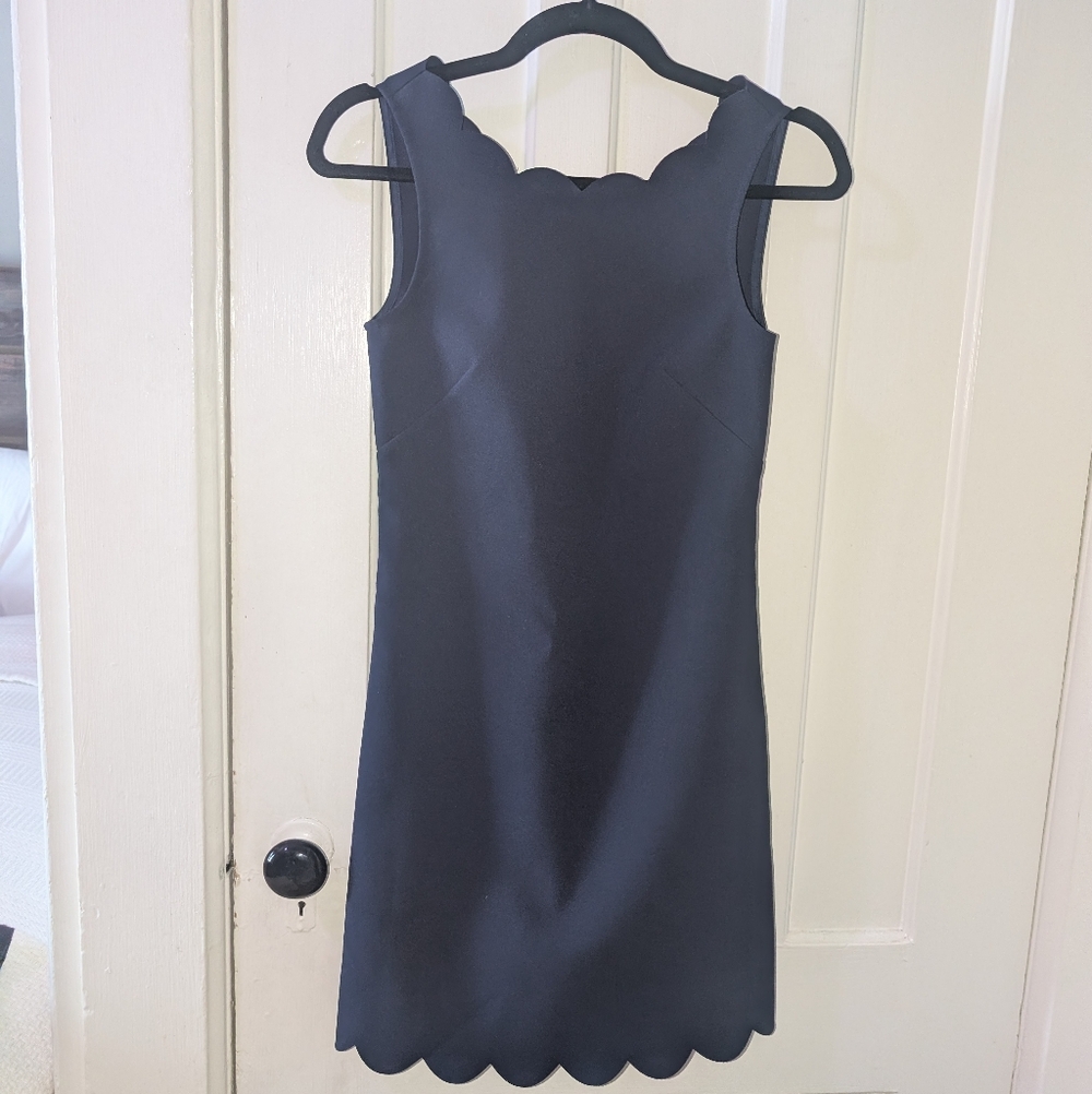 J. Crew Navy Scalloped Neckline Sleeveless Dress